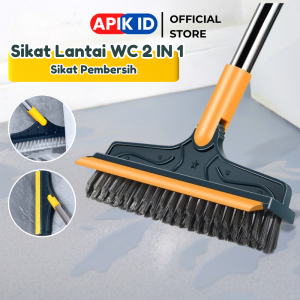 Sikat Lantai Wiper 2in1 Pembersih Lantai Dinding Kamar Mandi Gagang Panjang Portable Sapu Lancip Model V Terabaru