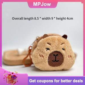 【MPJow】 Cute Cartoon Creative Capybara Plush Coin Purse Zipper Purse Keychain Small Headphone Lipstick Bag Mini Wallet Money Bag Gifts