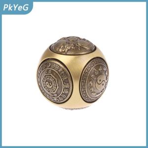 PkYeG Sáu mặt bốn phước lành may mắn tiền Fidget Spinner Brass giảm căng thẳng Cube Giải Nén bóng Fidget đồ chơi thủ công