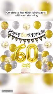 60 70th Birthday Decoration Set Sand White Gold Confetti Latex Balloon Happy 60 70th Birthday Banner & Number Balloons For Men Women 60 70 Birthday Anniversary Party Decorations
