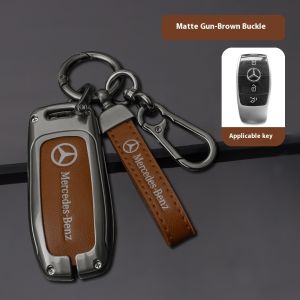 Car Alloy Key Case Key Bag Shell Key Chain For Mercedes Benz A C E S G Class GLC CLE CLA GLB GLS W177 W205 W213 W222 X167 AMG