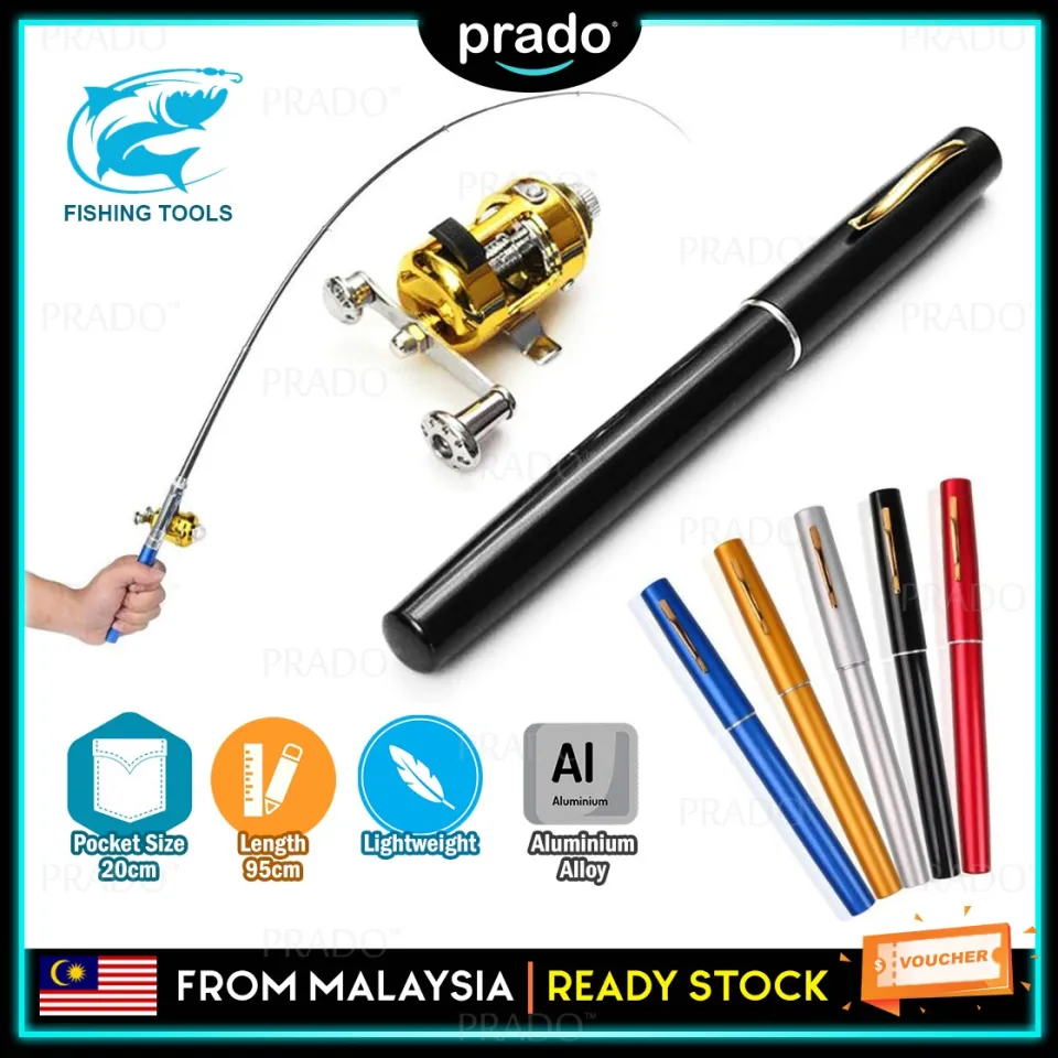 PRADO Malaysia Portable Mini Pocket Fishing Pen Aluminum Alloy Fishing Rod  Pole Fishing Reel Pancing Reel Memancing Ikan Pancing