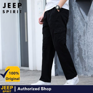 JEEP SPIRIT Mens Pants Spring and Autumn Cotton Casual Pants Cargo Loose Straight Workwear Pants
