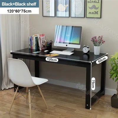 Elegant Solid Wood Home Office Desk with Thickened Steel Frame and Waterproof Finish - 24 Hours Shipped