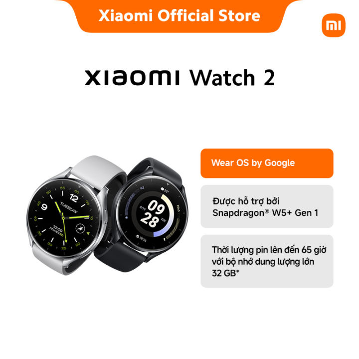 Đồng hồ thông minh Xiaomi Watch 2 |  Wear OS by Google | Được hỗ trợ bởi Snapdragon® W5+ Gen 1 | Thời lượng pin lên đến 65 giờ với bộ nhớ dung lượng lớn 32 GB