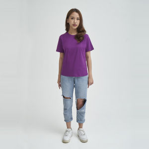 Kaos Polos Wanita Oneck Lengan Pendek Bahan Katun Combed 30s Warna Ungu Violet