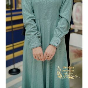 Gamis hermosa embos motif padi warna wardah-gamis syari wardah umbrella 4 meter-gamis 100% hermosa