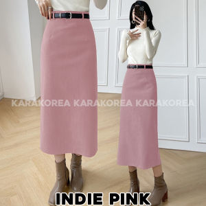 KARAKOREA 507 Corduray Velvet Long Skirt with belt/Korean Woman Skirt/Rok Panjang