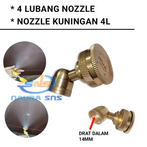 spuyer misting model 4 lobang nozzle kuningan