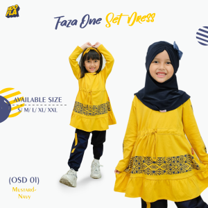 Setelan Anak Perempuan Hoofla Kids Faza One Set Dress Jogger Pants untuk Usia 2 - 12 Tahun