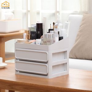Vision Desktop Cosmetics Storage Box Dressing Table Skin Care Products Stationery Storage Box Multi-functional Drawer Type Plastic Storage Rack For Lipstick