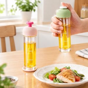 YUBAGUANB 100ML Down-Spray Oil Bottle Food Grade Plastic Press Oil Sprayer Portable Transparent Seasoning Bottle Kitchen Cooking