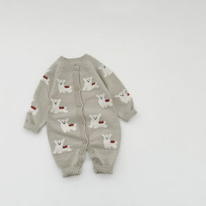 Baby Clothes Autumn Winter Super Cute Knitted Jumpsuit Baby Autumn Outfit Adorable Crawling Suit Infant Small Age Winter Outdoor Wear
