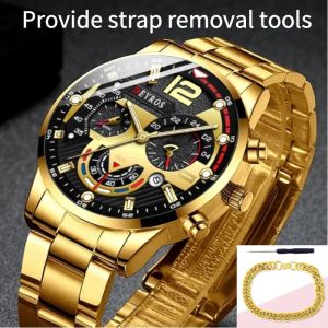Men Luxury Gold Watch for Men Original Stainless Steel  Luminous  Men Watches Casual Black Quartz Wristwatch