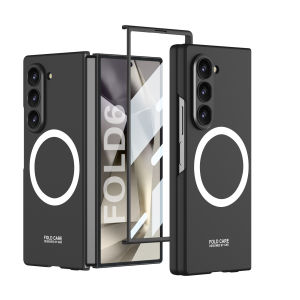 Magnetic Charging Z Fold 3 4 5 6 Ultra Thin Case Back & Front Cover Samsung Galaxy Z Fold6 Casing Camera/Screen Protection Anti-Drop Durable Hard PC Phone Case with Tempered Glass