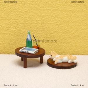 [COD] Technicolore 1:12 dollhouse Miniature Round Table ชากาแฟตารางท้ายพร้อมเฟอร์นิเจอร์เสื่อรุ่น Decor ของเล่นตุ๊กตาบ้านอุปกรณ์เสริม