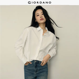 Giordano Women 100% Cotton embroidery long sleeve loose shirt Free Shipping 05345144