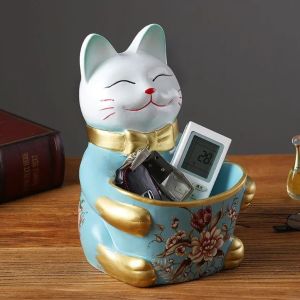 Dekorasi Patung Kucing Keberuntungan Fitur Rak Organizer KReatif Unik Gaya Vintage Jepang Oriental