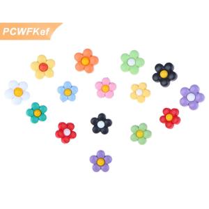 【PCWFKef】 เสื้อโค้ทของเด็ก18 15มม. 10ชิ้นกระดุมดอกไม้หลากสีสำหรับเสื้อผ้าเด็กเสื้อสเวตเตอร์น่ารักตกแต่งชุดอุปกรณ์ตัดเย็บ