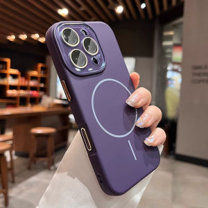 เคสโทรศัพท์แม่เหล็ก ซิลิโคนเหลว สำหรับ iPhone 11 12 13 14 15 16 ProMax ป้องกันเลนส์กล้อง กันกระแทก