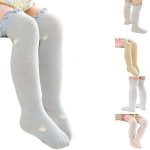 Newborns Long Tube Socks 0-3 Years Girls Stockings Summer Thin Lace Fly Protective Socks Breathable
