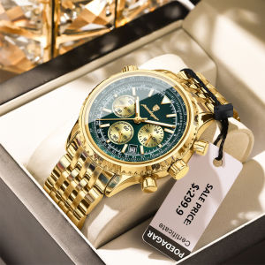 Poedagar Đồng hồ nam chính hãng dây đeo bằng thép không gỉ lịch dạ quang Chronograph đa chức năng 100% chống thấm nước Đồng hồ thạch anh 960