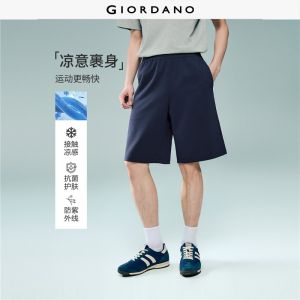 GIORDANO Men Shorts Cool-Tech Elastic Waist Knit Antibacterial UV-Protection Relaxed Slight Stretch Shorts 13106212