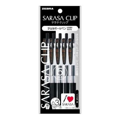 Zebra Sarasa Clip BLACK Gel Ball Pen 0.3/ 0.4/ 0.5 /0.7 /1.0 mm 5PCS/10PCS Gel Ballpoint Pen【Direct From Japan】