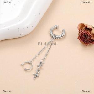 [COD] Biubiuni Tinh thể sáng Bóng Sao Tua Tai Clip bông tai cho phụ nữ rhinestone không xuyên Cuff Tai Clip bông tai sụn đồ trang sức