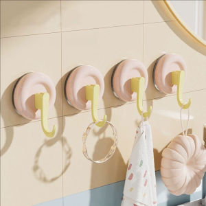 YESPERY 4Pcs Suction Cup Hooks Detachable Reusable Traceless Hooks Candy Color Kitchen Bathroom Wall Hanger Stationery Jewelry Key Holder