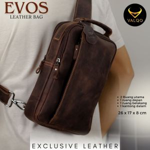[VALQO] EVOS Tas Kulit Sapi Motif Buaya Slingbag Selempang Pria Wanita Dada Waistbag