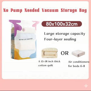 [LOCAL STOCK-Deliver in 1-3 days] No Pump Needed Vacuum Storage Bag Quick Air Release Compression Seal Bag Moisture Proof Dust Proof Space Saver Organizer For Clothes Quilt Bedding Blanket