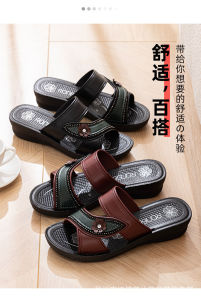 Breathable And Comfortable MomS Sandals Thick-Soled Soft-Soled Non-Slip Mid-Heel Casual For Middle-Aged And Elderly Women Wedge Heel High Heel For Home Use And Summer Outdoor Wear