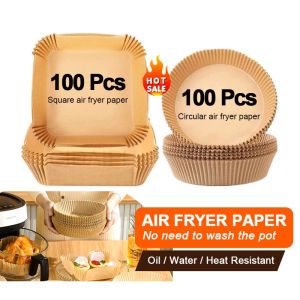 100pcs Useful Air Fryer Baking Oil-proof and Oil-absorbing Paper for Household Barbecue Plate Food