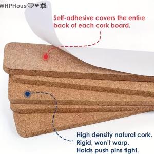 WP💓💛💖 2 4pcs Self-Adhesive Cork Board Strips Wall Organizer Bulletin Strips Board Message Board Photos Display Home Office Decor
