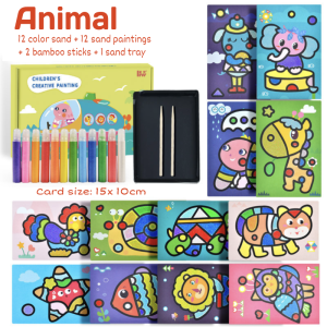 Sand Art Painting Drawing Art Cards Model Set Cartoon DIY Creative Early Education Toys Gifts For children Kids