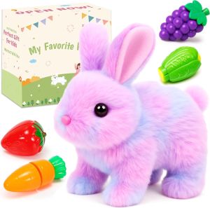 Easfan Walking Plush Toy Electric Interactive Cat Stuffed Animal Meowing Tail Wagging Head Nodding CatToy Animated Kitten Birthday for Kids Toddlers9"