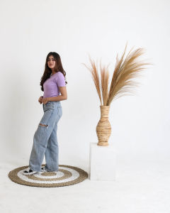 Kaos Crop Wanita Lengan Pendek Bahan Cotton Combed 30S