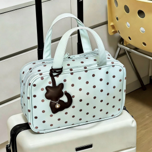Polka Dot Large Capacity Cosmetic Bag Multi-layer Portable Travel Storage Bag Vanity Makeup Bag Makeup Organizer 化妆包