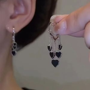 RONGDOU Tassel Pendant Dangle Earrings Temperament Heart Shape Ear Buckle Niche Comfortable Ear Ornaments Daily Wear