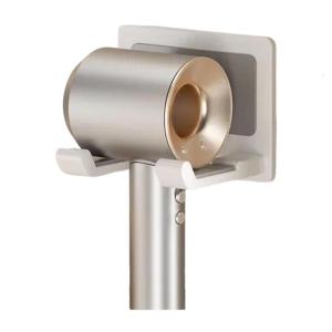 Elegant Sturdy Aluminum Plastic Adhesive Wall Mounted Hair Dryer Holders for Easy Installation and Removal in Bathrooms