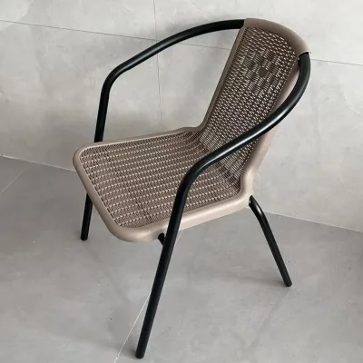 Outdoor table and chair set waterproof sunscreen courtyard open-air coffee leisure table and chair combination tea table rattan chair balcony glass small coffee table