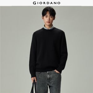 Giordano Beau Monde Men Textured stripe crewneck sweater Free Shipping 13056804