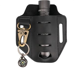 VIPERADE PJ9 Plus Multitool Sheath Flashlight Holster with Key Holder Multitool Pouch for Men Pocket Organizer Men Leather Sheath for Multitools Flashlights Tactical Pens (Dark Black)