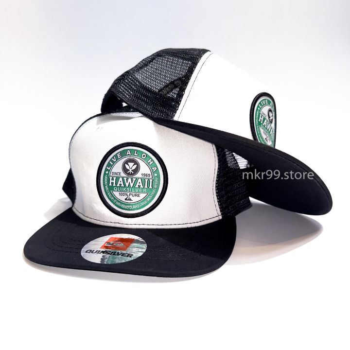Topi Snapback Quiksilver Hawaii Hitam Putih Gaya Hawaii Unisex