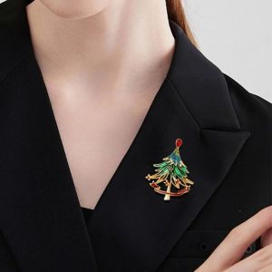 WARM HUT Men Trâm cài áo Giáng sinh Dễ thương Cổ điển Ghim cài áo hình cây thông Noel Độc đáo Lễ hội Trâm cài áo đính đá Phụ nữ