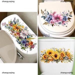[COD] zhangyuqing Toilet Sticker Flower Sticker Bathroom Self-adhesive Painting Waterproof Sticker Toilet Cover Bathroom Wall Sticker