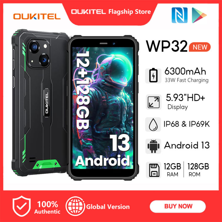 OUKITEL WP32 12GB+128GB 6300mAh Android 13 IP68/IP69K Rugged
