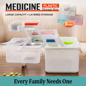 3 Layers First Aid Kit Medicine Cabinet Portable Medicine Storage Box Plastic Home Medical Box