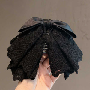 ZEFAN【COD】ฝรั่งเศสโรแมนติกลูกไม้ผูกโบว์คลิปหางม้าสไตล์ต่างประเทศอารมณ์จับคลิปขนาดเล็กคลิปผมผู้หญิงคลิปผมผูกผม Headwear